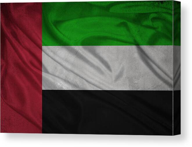 Country Canvas Print featuring the digital art United Arab Emirates flag waving on canvas by Eti Reid