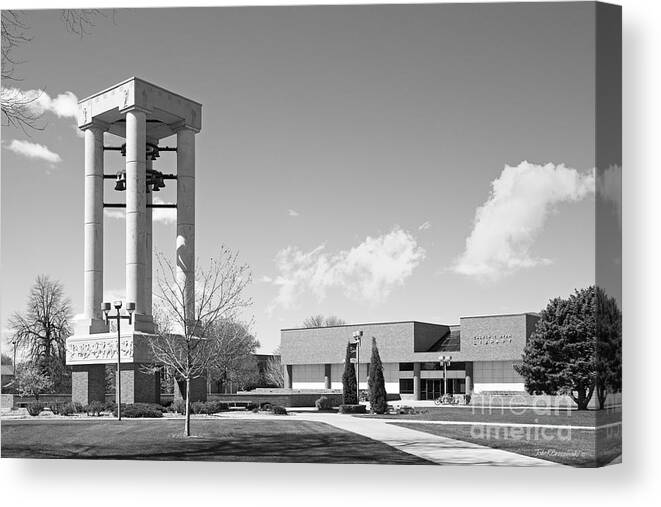 Kearney Canvas Print featuring the photograph University of Nebraska Kearney Bell Tower and Library by University Icons