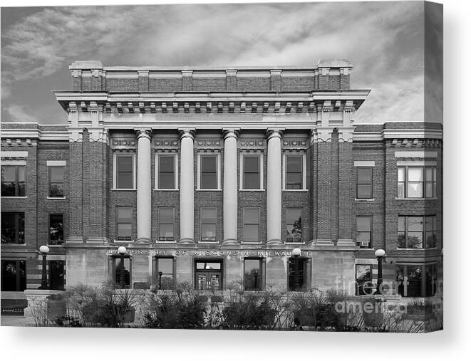 American Canvas Print featuring the photograph University of Wisconsin Milwaukee Mitchell Hall by University Icons