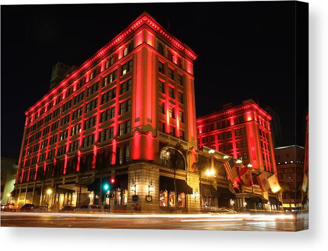 Hotel Canvas Print featuring the photograph US Grant Hotel in red by Nathan Rupert