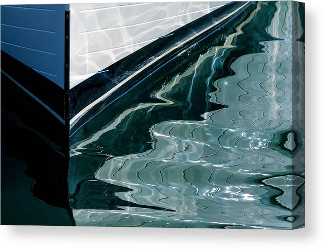 Abstract Canvas Print featuring the photograph USA, Alaska Reflection Of Boat Bow by Jaynes Gallery