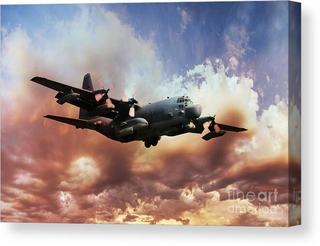 C130 Canvas Print featuring the digital art USAF Hercules by Airpower Art