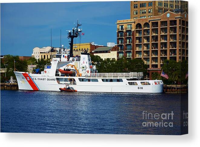 Red Canvas Print featuring the photograph U S Coast Guard 616 by Bob Sample