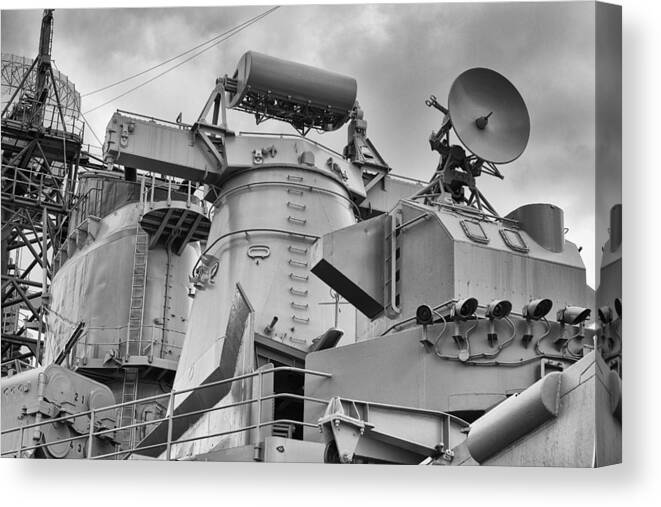 Uss Arizona Memorial Canvas Print featuring the photograph USS Missouri- Radar System by Douglas Barnard