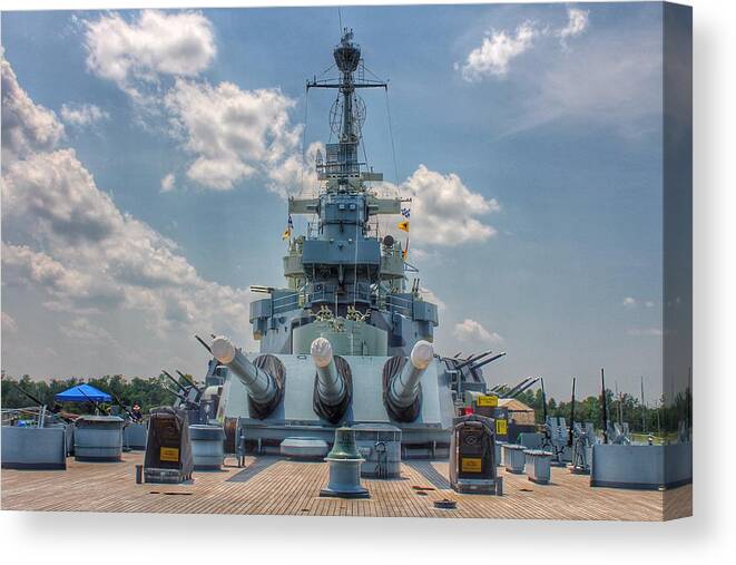 Uss North Carolina Canvas Print featuring the photograph USS North Carolina by Chris Berrier