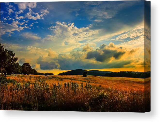 Nature Canvas Print featuring the photograph Valley Forge Sunset by Louis Dallara