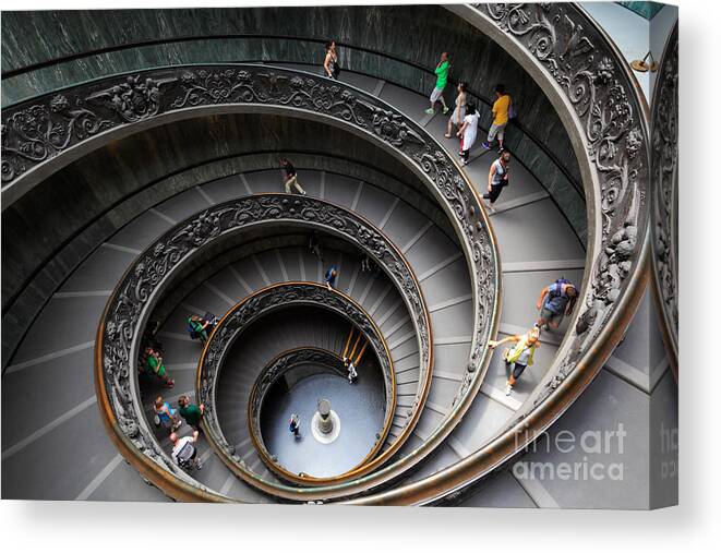 Europe Canvas Print featuring the photograph Vatican Spiral Staircase by Inge Johnsson