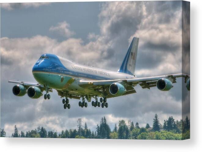 Air Force One Canvas Print featuring the photograph VC25 - Air Force One #1 by Jeff Cook