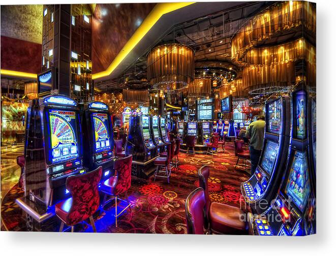 Art Canvas Print featuring the photograph Vegas Slot Machines by Yhun Suarez