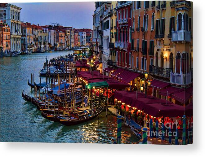 Gondola Canvas Print featuring the photograph Venetian Grand Canal at Dusk by David Smith