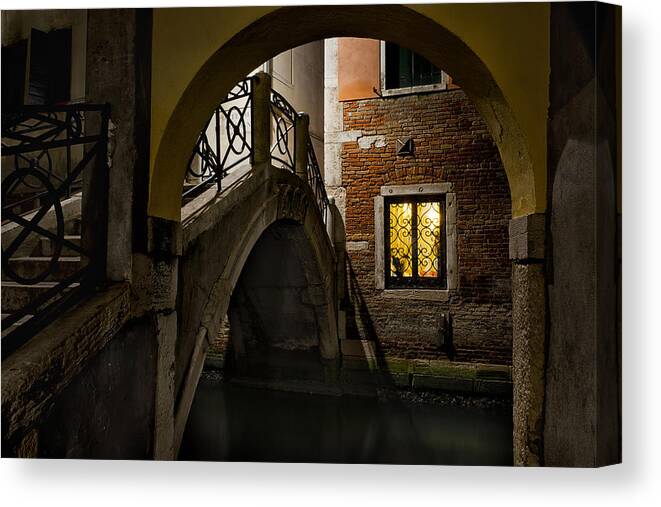 Venice Canvas Print featuring the photograph Venice at Night1 by Marion Galt