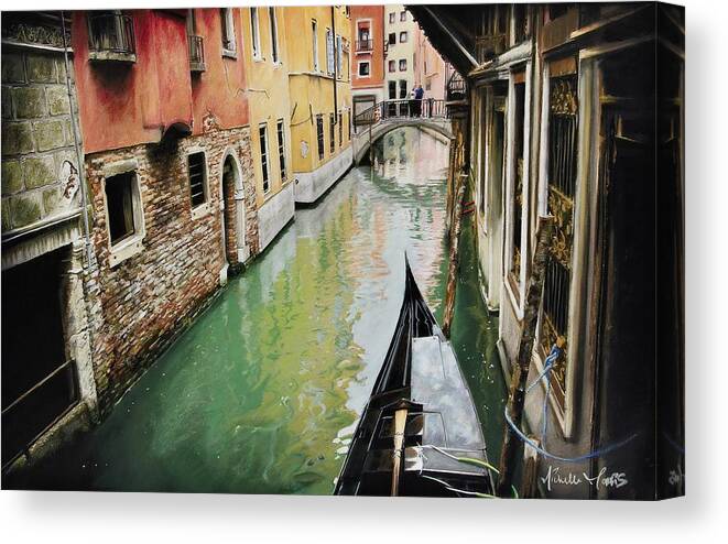 Italy Canvas Print featuring the pastel Verde Canal by Michelle Morris