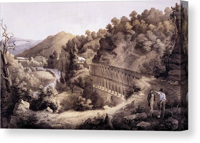 Cheat River Canvas Print featuring the drawing Viaduct On Cheat River, From Album by Edward Beyer