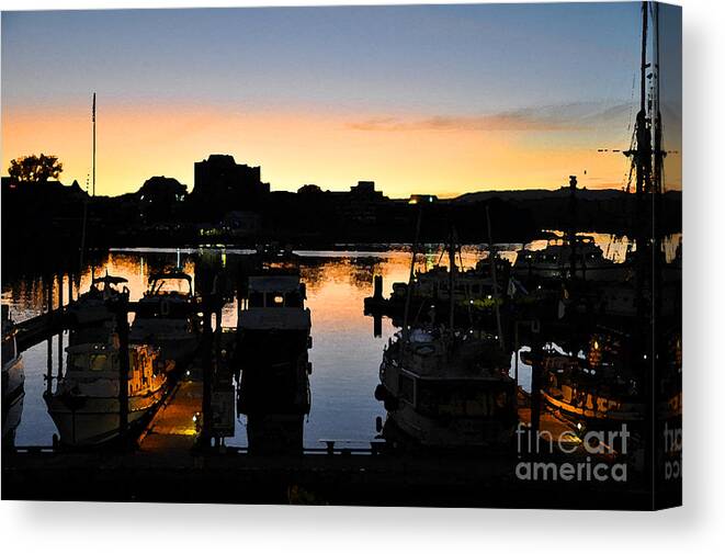 Boats Canvas Print featuring the photograph Victoria Harbor Sunset by Kirt Tisdale