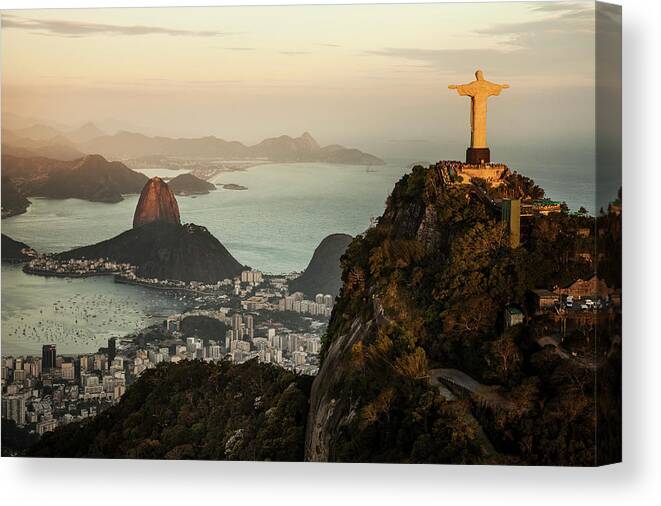 #faatoppicks Canvas Print featuring the photograph View Of Rio De Janeiro At Sunset by Christian Adams