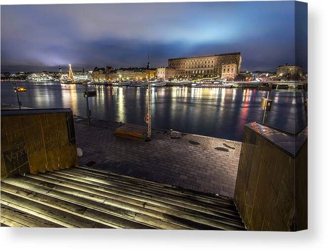 Buildings Canvas Print featuring the photograph View of the old town Stockholm Sweden by Giuseppe Milo
