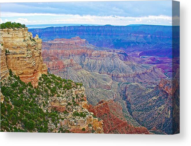 View Three From Walhalla Overlook On On North Rim/grand Canyon National Park Canvas Print featuring the photograph View Three from Walhalla Overlook on North Rim of Grand Canyon-Arizona by Ruth Hager