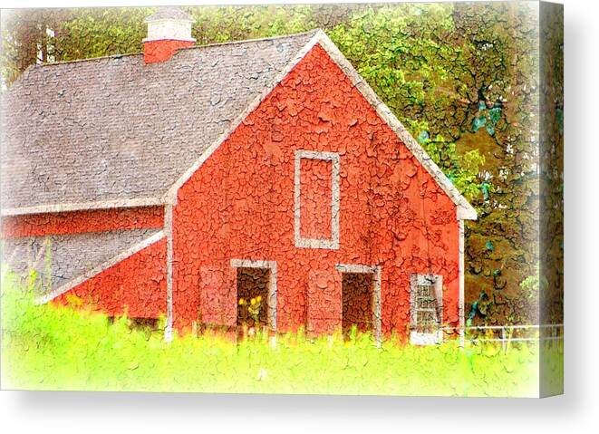 Textured Canvas Print featuring the photograph Vintage Stable by Barbara S Nickerson