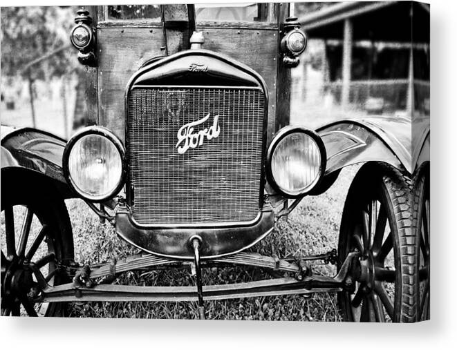 Ford Canvas Print featuring the photograph Vintage Ford in Black and White by Colleen Kammerer