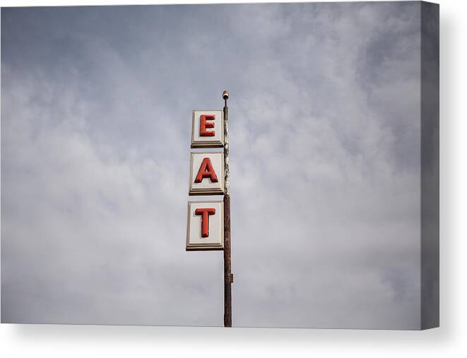 Diner Canvas Print featuring the photograph Vintage Road Sign by Bill Hornstein