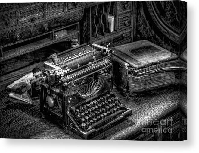 Typewriter Canvas Print featuring the photograph Vintage Typewriter by Adrian Evans