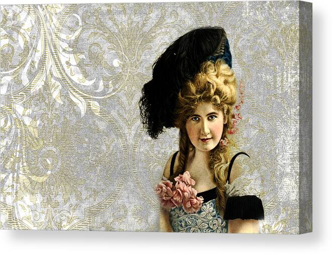 Vintage Portrait Canvas Print featuring the photograph Vintage Woman from Early 1900s by Peggy Collins