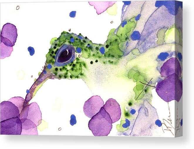 Hummingbird In Flowers Canvas Print featuring the painting Violet by Dawn Derman