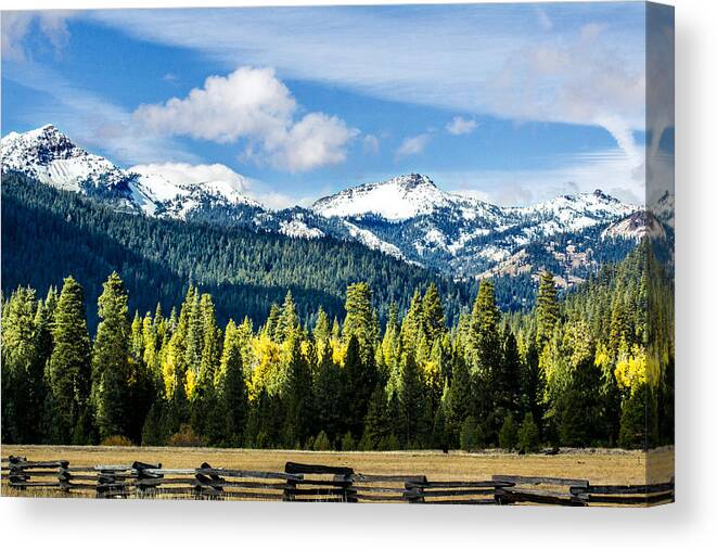 Autumn Canvas Print featuring the photograph Volcanic Peaks of Lassen Park by Jan Davies