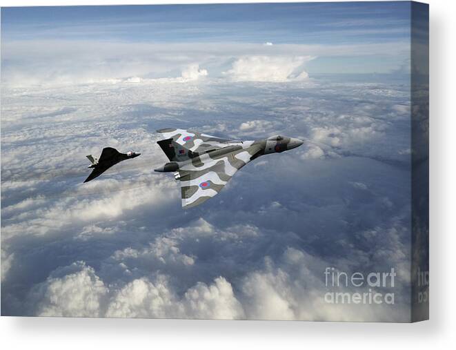 Avro Vulcan Canvas Print featuring the digital art Vulcans by Airpower Art