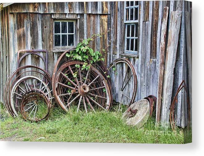 Wheels Canvas Print featuring the photograph Wagon Wheels in Color by Crystal Nederman