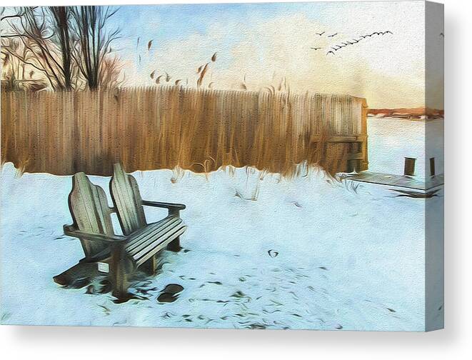 Chairs Canvas Print featuring the photograph Waiting For Spring by Cathy Kovarik