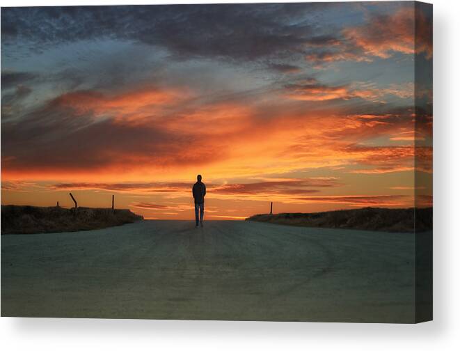Man Walking Canvas Print featuring the photograph Walk Towards The Light by Steven Michael