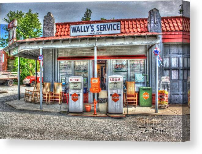 Vintage Canvas Print featuring the photograph Wally's Service Station by Dan Stone