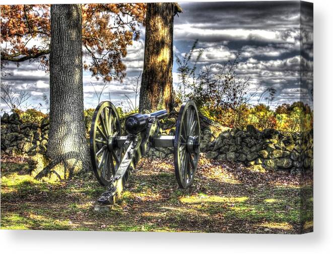 Civil War Canvas Print featuring the photograph War Thunder - Lane's Battalion Ross's Battery-B1 West Confederate Ave Gettysburg by Michael Mazaika