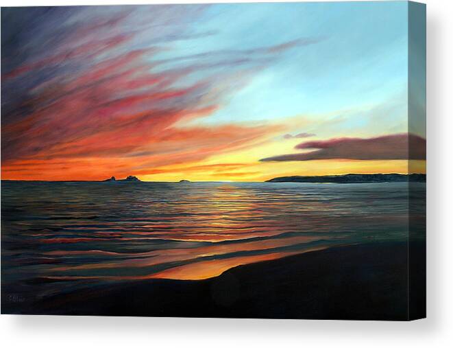 Gold Canvas Print featuring the painting Warm Summer Nights by Cynthia Blair