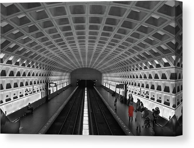 Washington Canvas Print featuring the photograph Washington DC Subway by Geraldine Alexander