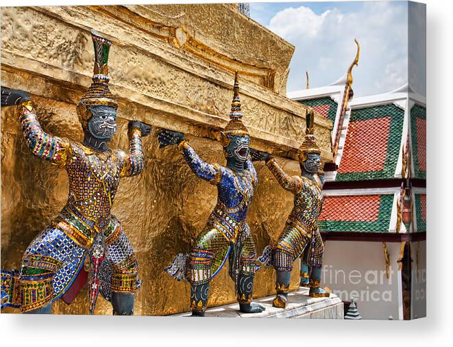Asia Canvas Print featuring the photograph Wat Phra Kaew by Joerg Lingnau