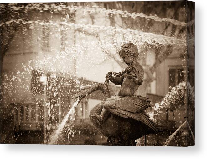 Aix-en-provence Canvas Print featuring the photograph Water sprite in the Fontaine de la Rotonde by W Chris Fooshee
