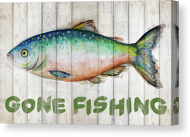 Watercolor Canvas Print featuring the painting Watercolor Fish On Wood I by Patricia Pinto