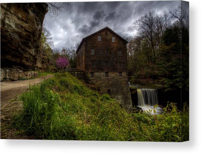 Mill Creek Park Canvas Print featuring the photograph Waterfall at the Old Mill by David Dufresne