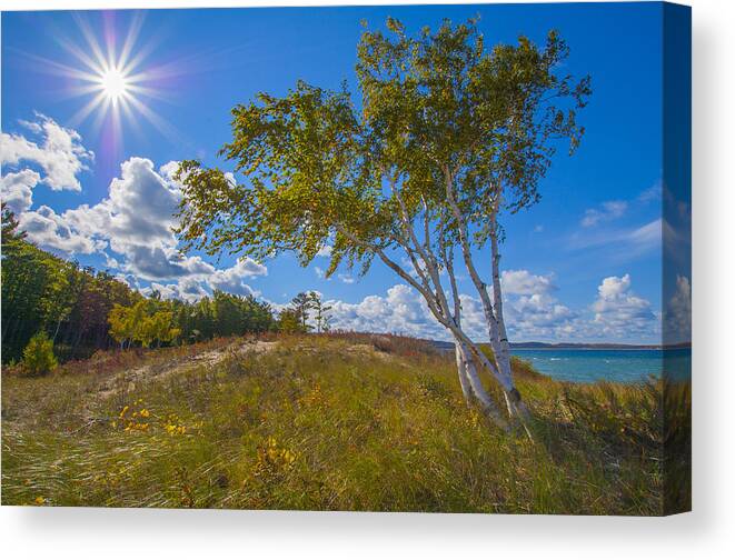 Autumn Canvas Print featuring the photograph October Sunshine By The Lake by Owen Weber