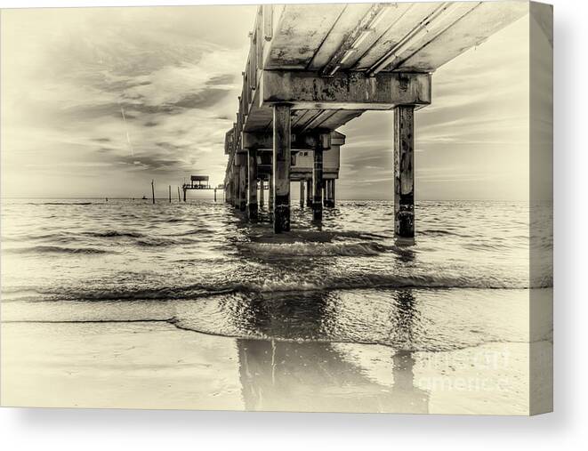 Black And White Canvas Print featuring the photograph Waters Edge by Marvin Spates