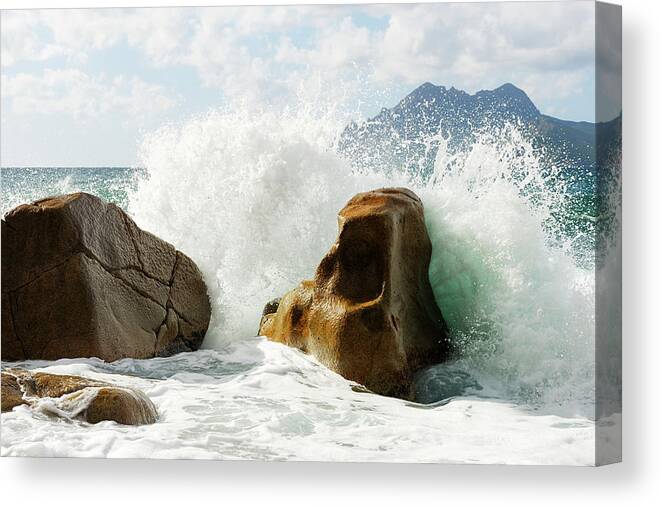 Water's Edge Canvas Print featuring the photograph Wave Splash by Akrp