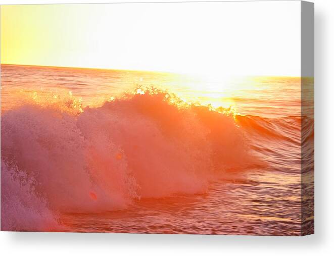 Waves Canvas Print featuring the photograph Waves in Sunset by Alexander Fedin