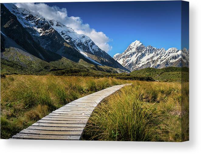 Tranquility Canvas Print featuring the photograph Way To Mount. Cook by Nitichuysakul Photography