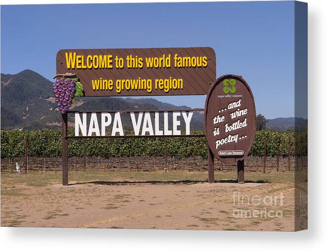 Wingsdomain Canvas Print featuring the photograph Welcome To Napa Valley California DSC1681 by Wingsdomain Art and Photography