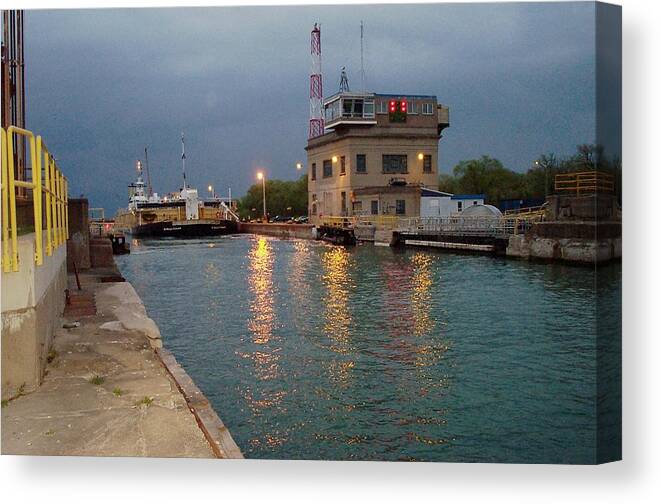 Canal Canvas Print featuring the photograph Welland Canal Locks by Barbara McDevitt