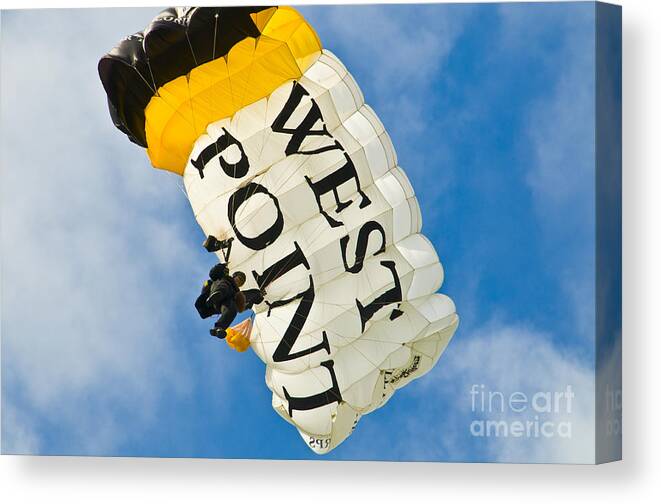wet Point Canvas Print featuring the photograph West Point Sky Diver by Anthony Sacco