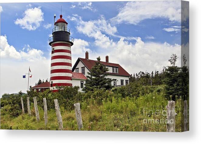 Maine Canvas Print featuring the photograph West Quoddy Head Light by Karin Pinkham