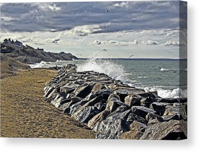 Cape Cod Canvas Print featuring the photograph Wet Rock Walk by Constantine Gregory